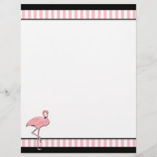 Chic Rosa & Black Flamingo Business Letterhead Brevhuvud