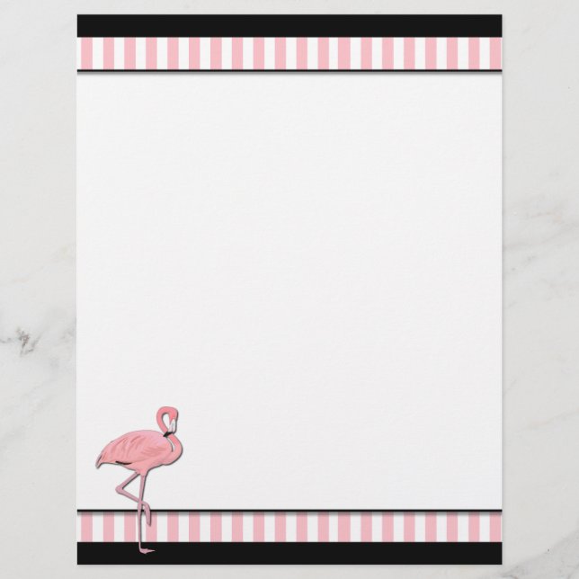 Chic Rosa & Black Flamingo Business Letterhead Brevhuvud (Framsida)