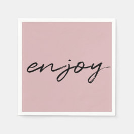 Chic Rosa Black, minimalistskript "njut" av Party Pappersservett