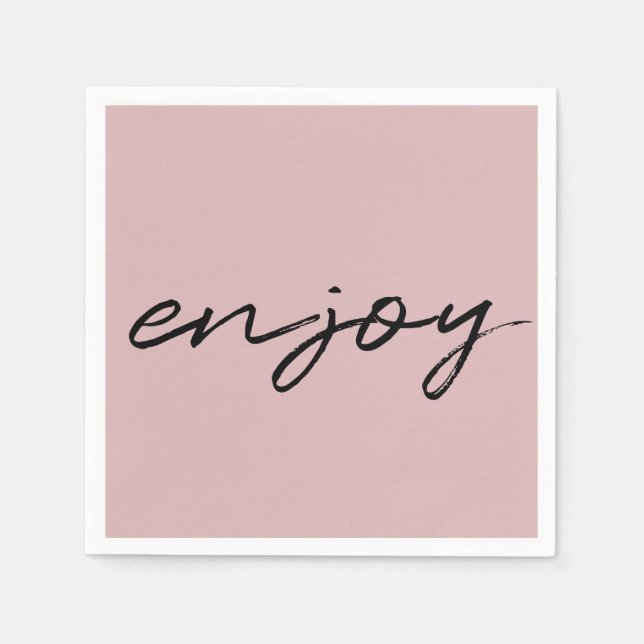 Chic Rosa Black, minimalistskript "njut" av Party Pappersservett (Framsidan)