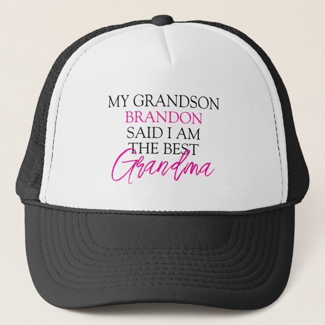 Chic Rosa & Black Text Grandchildren Funny Grandma Keps (Framsida)