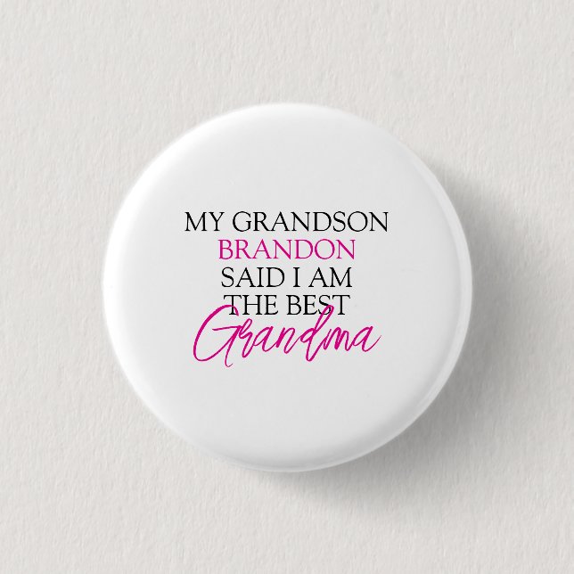 Chic Rosa & Black Text Grandchildren Funny Grandma Knapp (Framsida)