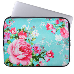 Chic rosa blom- laptop sleeve för vintage