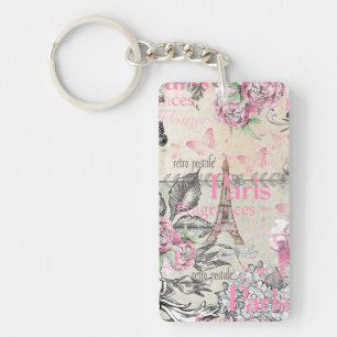 Chic rosa blom- Paris Eiffel torntypografi