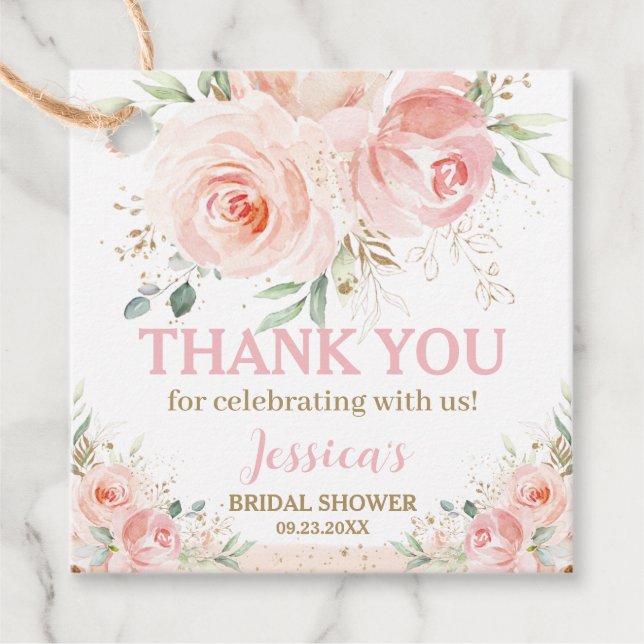 Chic  Rosa Blommigt Baby Möhippa födelsedag Gåvor Etiketter (Framsida)