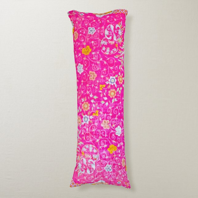 Chic Rosa Blommigt Body Pillow Kroppskudde (Framsidan Vertikal)