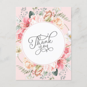 chic rosa blommigt boho möhippa vykort