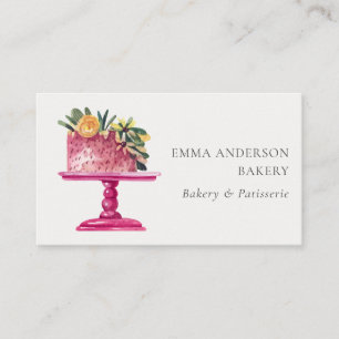 CHIC ROSA BLOMMIGT CAKE PATISSERIE CUPCAKE BAKERY VISITKORT