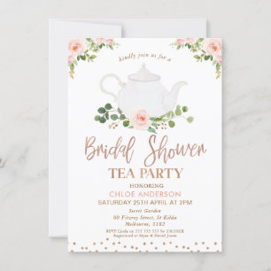 Chic Rosa Blommigt Foliage Tea Party Möhippa Inbjudningar