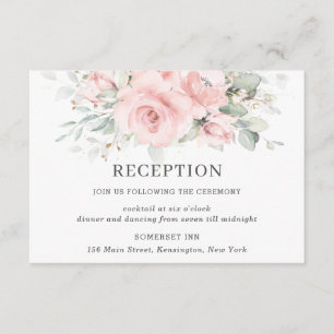 Chic Rosa Blommigt Greenery bröllop Mottagning Tilläggskort