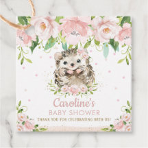 Chic Rosa Blommigt Hedgehog Baby Shower Tack