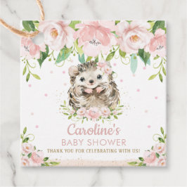 Chic Rosa Blommigt Hedgehog Baby Shower Tack Gåvor Etiketter