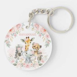 Chic Rosa  Blommigt Jungle Safari Baby djur 