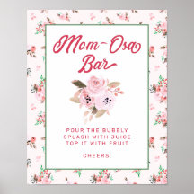 Chic Rosa Blommigt Mamma-Osa Pub Babyskyltsskylt f