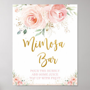 Chic  Rosa Blommigt Mimosa Pub Bubble Drink Poster