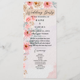 Chic Rosa Blommigt Party Program