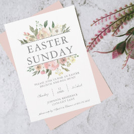 Chic Rosa Blommigt Påsk Söndag Brunch Egg Hunt Inbjudningar