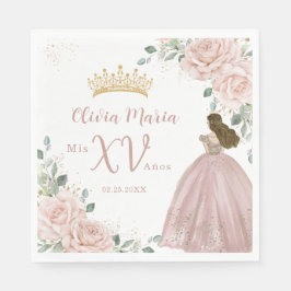 Chic  Rosa Blommigt Princess Dress Quinceañera Pappersservett