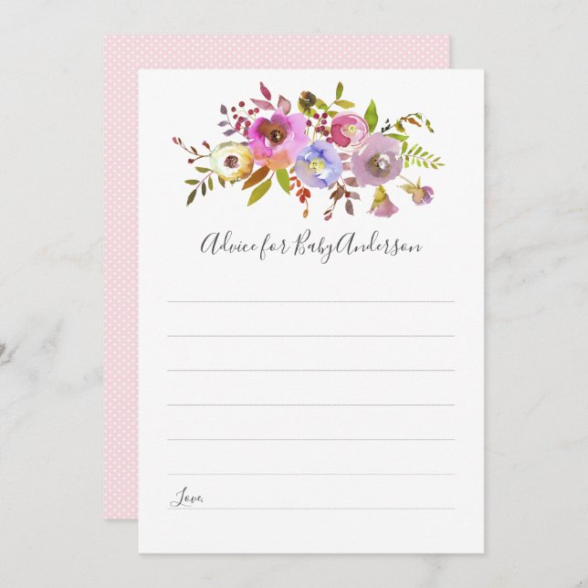 Chic Rosa Blommigt Råd för babyduschspel Inbjudningar (Fram/baksida)