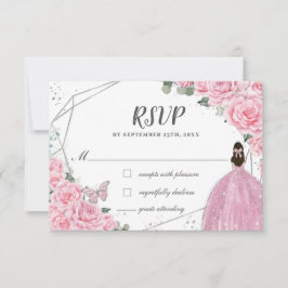 Chic Rosa Blommigt Ro Silver Quinceañera Princess OSA Kort