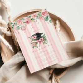 Chic Rosa Blommigt Studenten Inbjudningar