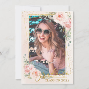 Chic Rosa Blommigt Studenten Photo Bilder Meddelande