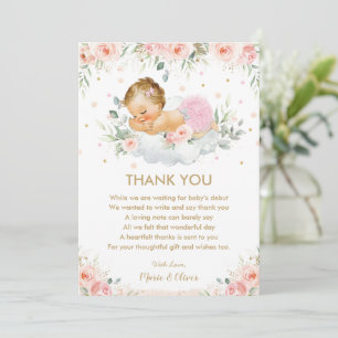 Chic Rosa Blommigt Sweet Flicka Shower Birthday Tack Kort