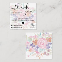 Chic rosa blommigt vattenfärgsgirorder tack