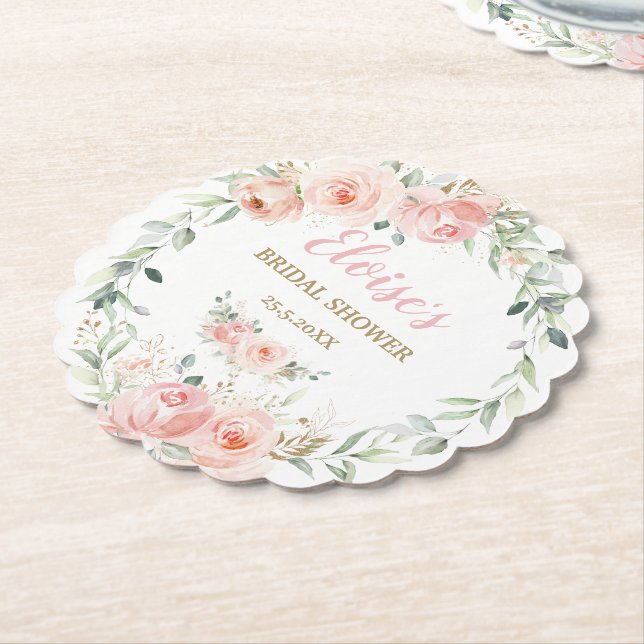 Chic rosa blomstergirl Bröllopsdusch Födelsedag Underlägg Papper (Vinklad)