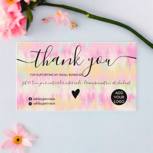 Chic rosa boho tie färgning vattenfärg tack visitkort