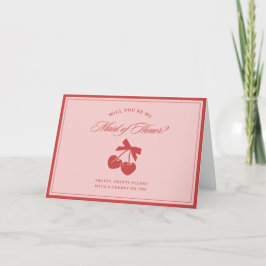 Chic Rosa Bow & Cherry Maid of honor Frieri kort