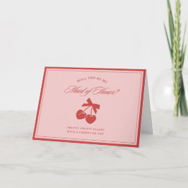Chic Rosa Bow & Cherry Maid of honor Frieri kort