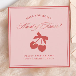 Chic Rosa Bow & Cherry Maid of honor Frieri kort