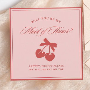 Chic Rosa Bow & Cherry Maid of honor Frieri kort