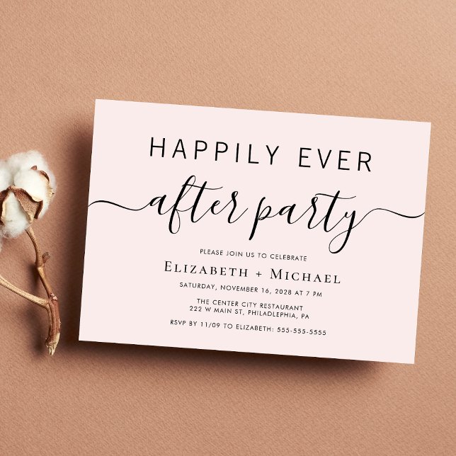 Chic Rosa Bröllop efter Party Inbjudningar (An chic invitation for your wedding after party celebration)