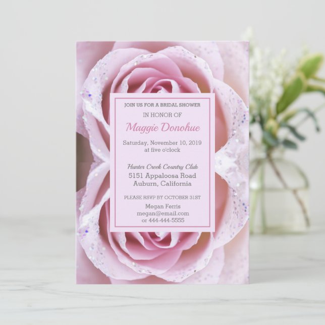 Chic Rosa Bröllopsfestinladning Inbjudningar (Stående Fram)