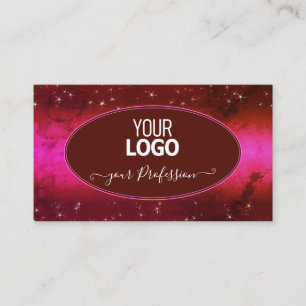 Chic Rosa Burgundy Marfolied Glitter Stars med Log Visitkort