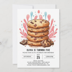 Chic Rosa Candyland Cookies Birthday Inbjudningar