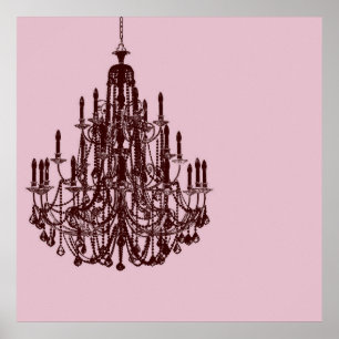 Chic Rosa Chandelier Poster