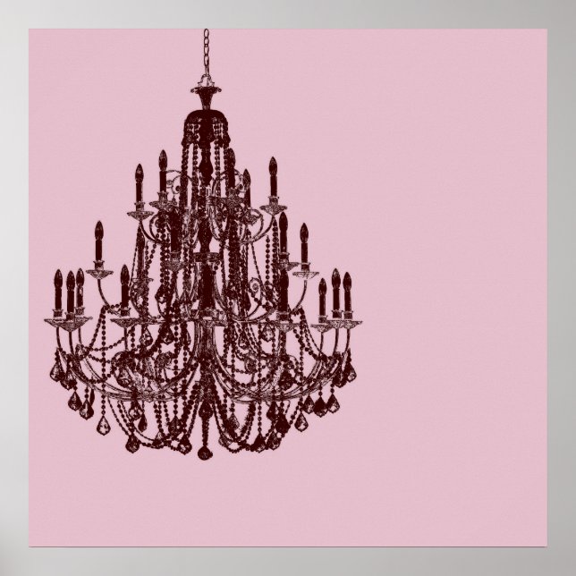 Chic Rosa Chandelier Poster (Framsidan)