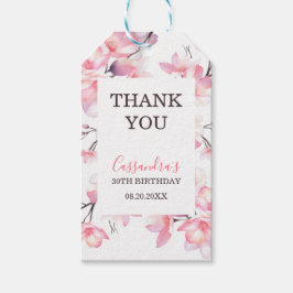 Chic  Rosa Cherry Blommar Botaniskt födelsedag Presentetikett