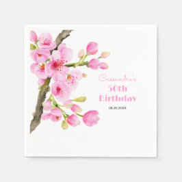 Chic Rosa Cherry Blommar Sakura Blommigt Birthday Pappersservett
