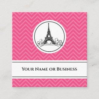 Chic Rosa Chevron Eiffel Torn Paris Frankrike Fyrkantigt Visitkort