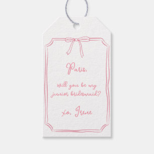 Chic Rosa Coquette Bow Junior Bridesmaid Frieri Presentetikett