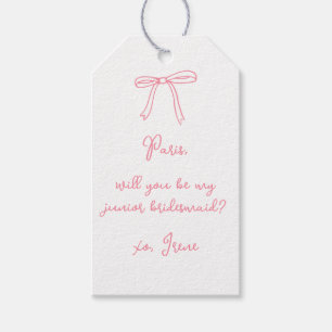 Chic Rosa Coquette Bow Junior Bridesmaid Frieri Presentetikett