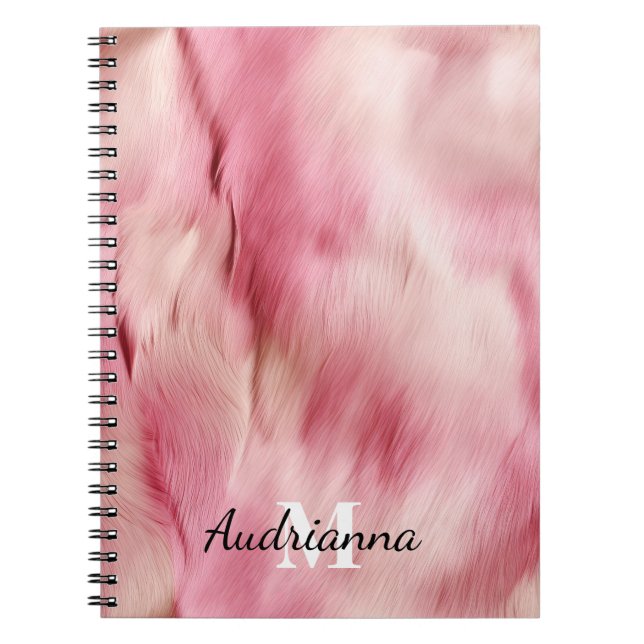 Chic Rosa Cowgirl Cowhide Monogram Anteckningsbok (Framsidan)