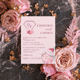 Chic Rosa & Crimson Red Wedding bjudande in Inbjudningar