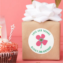 Chic Rosa Daisy Pop Girl's Födelsedagsfest Favor