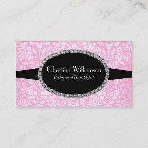 Chic rosa damastast Rhinestones Visitkort