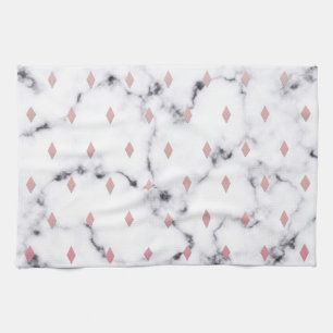 Chic Rosa Diamond Marble Mönster Kökshandduk
